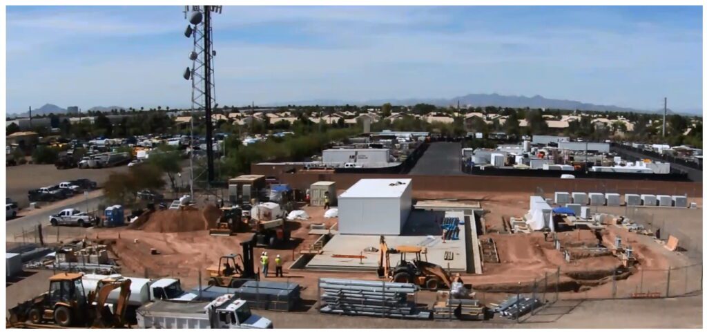 Aerial view of a construction site