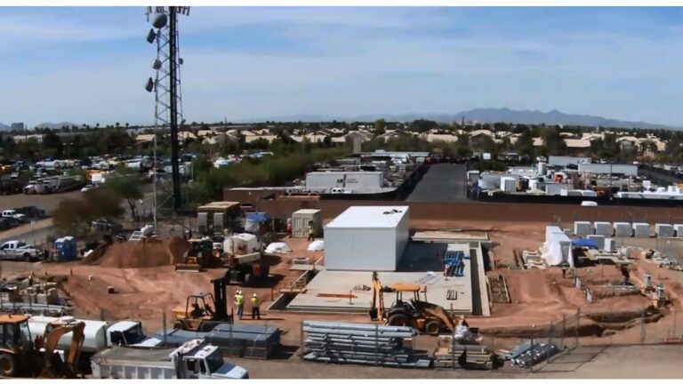 Aerial view of a construction site