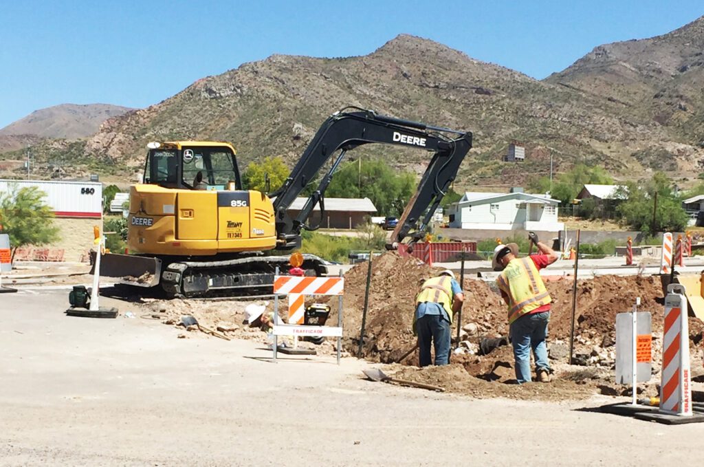 Construction crew digging