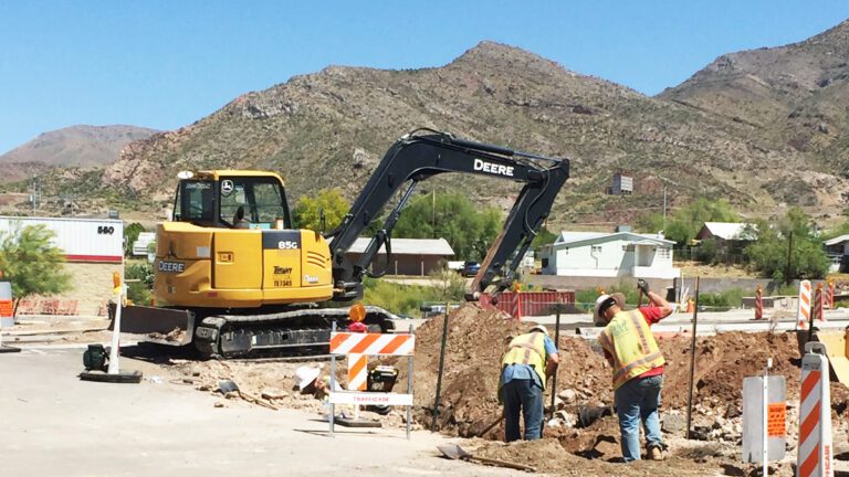 Construction crew digging