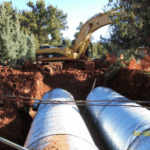 Large drainage pipes in a ditch