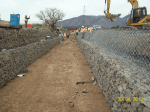 Rock lined drainage channel